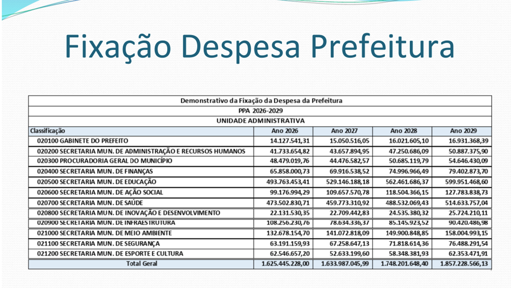 despesas fixadas