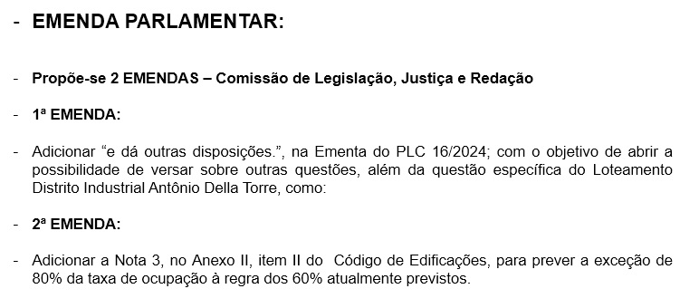 EMENDAS PLC16 2024