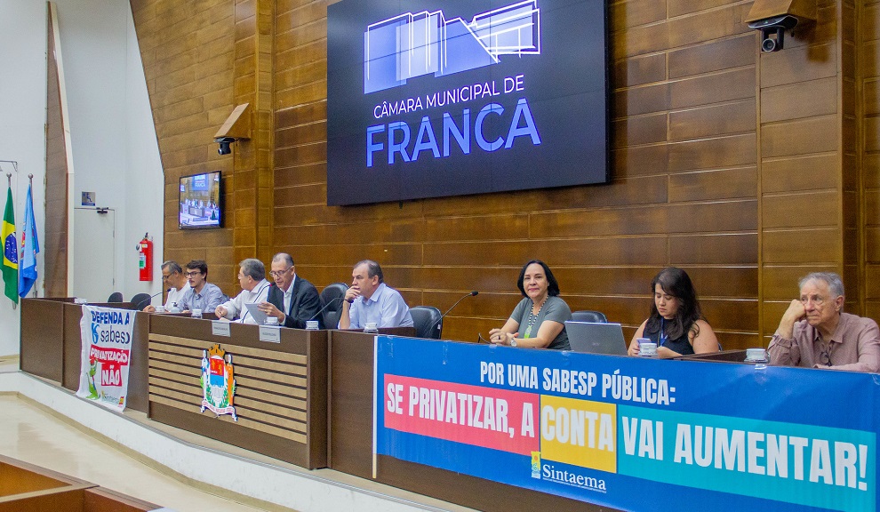 Câmara Municipal de Franca  Vereadores e deputados se unem contra proposta  de privatização da Sabesp