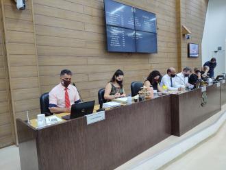 Mesa Diretora da Câmara Municipal de Franca durante 5ª Sessão Ordinária