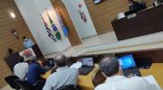 Visão do plenário e da tribuna da Câmara Municipal de Franca durante a 11ª Sessão Ordinária 2020
