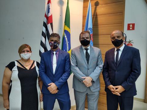 Mesa Diretora da Câmara Municipal de Franca em 2021 - Lurdinha Granzotte, Ilton Ferreira, Gilson Pelizaro e Claudinei da Rocha (esq. para a dir.)