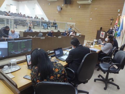 Mesa Diretora durante a 17ª Sessão Ordinária da Câmara Municipal de Franca