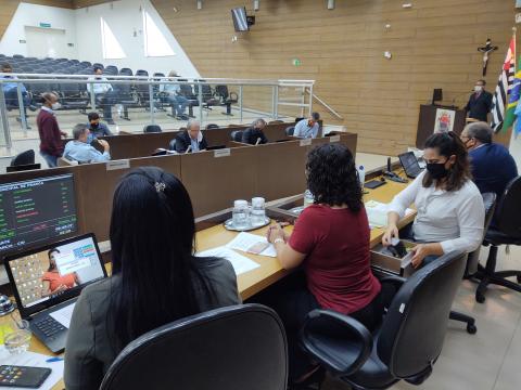 Mesa Diretora durante a 22ª Sessão Ordinária da Câmara Municipal de Franca