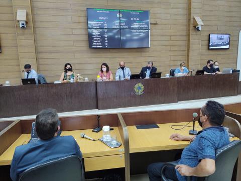 Vereadores durante a 1ª Sessão Ordinária da Câmara Municipal de Franca