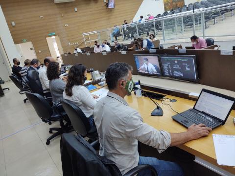 Mesa Diretora durante a 7ª Sessão Ordinária da Câmara Municipal de Franca