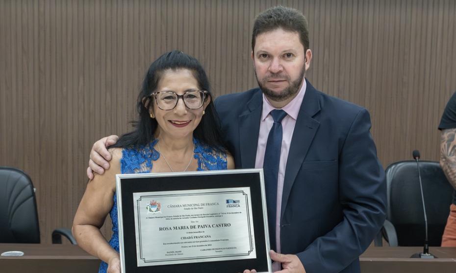 Câmara de Franca entrega Título de Cidadã Francana a Rosa Maria Paiva Castro