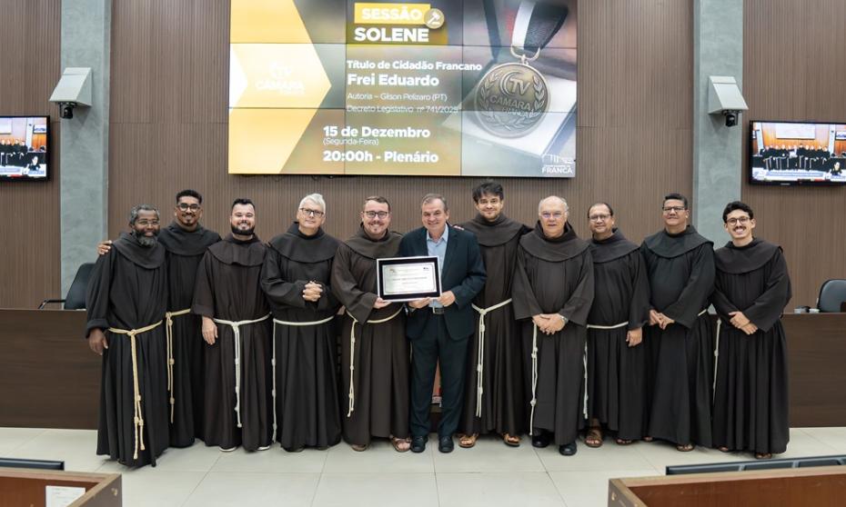 Câmara de Franca concede Título de Cidadão Francano a Frei Eduardo Schiehl