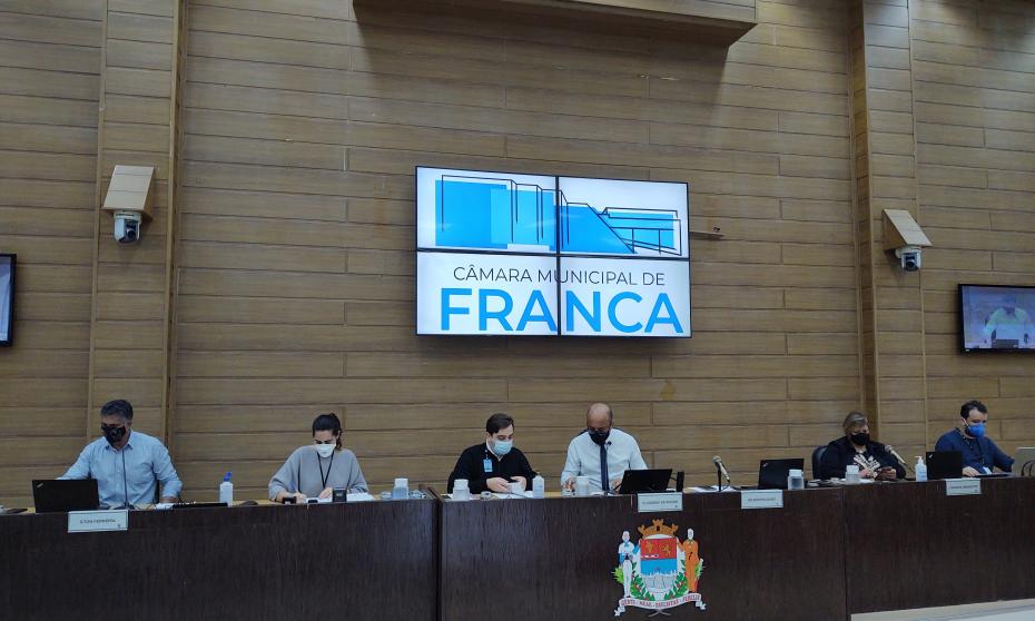 Mesa Diretora durante a 24ª Sessão Ordinária da Câmara Municipal de Franca
