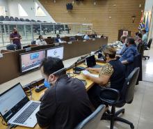 Vereadores durante a 14ª Sessão Ordinária da Câmara Municipal de Franca