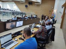 Mesa Diretora da Câmara Municipal de Franca durante a 18ª Sessão Ordinária